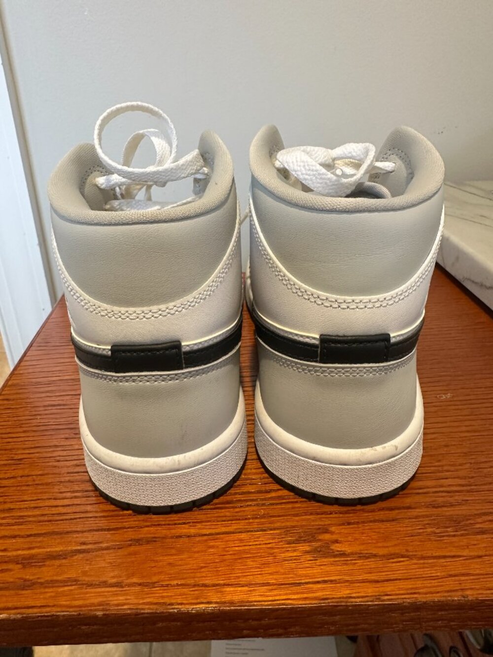 Women's Nike Air Jordan High Top Sneakers White Black Grey - Picture 5 of 8